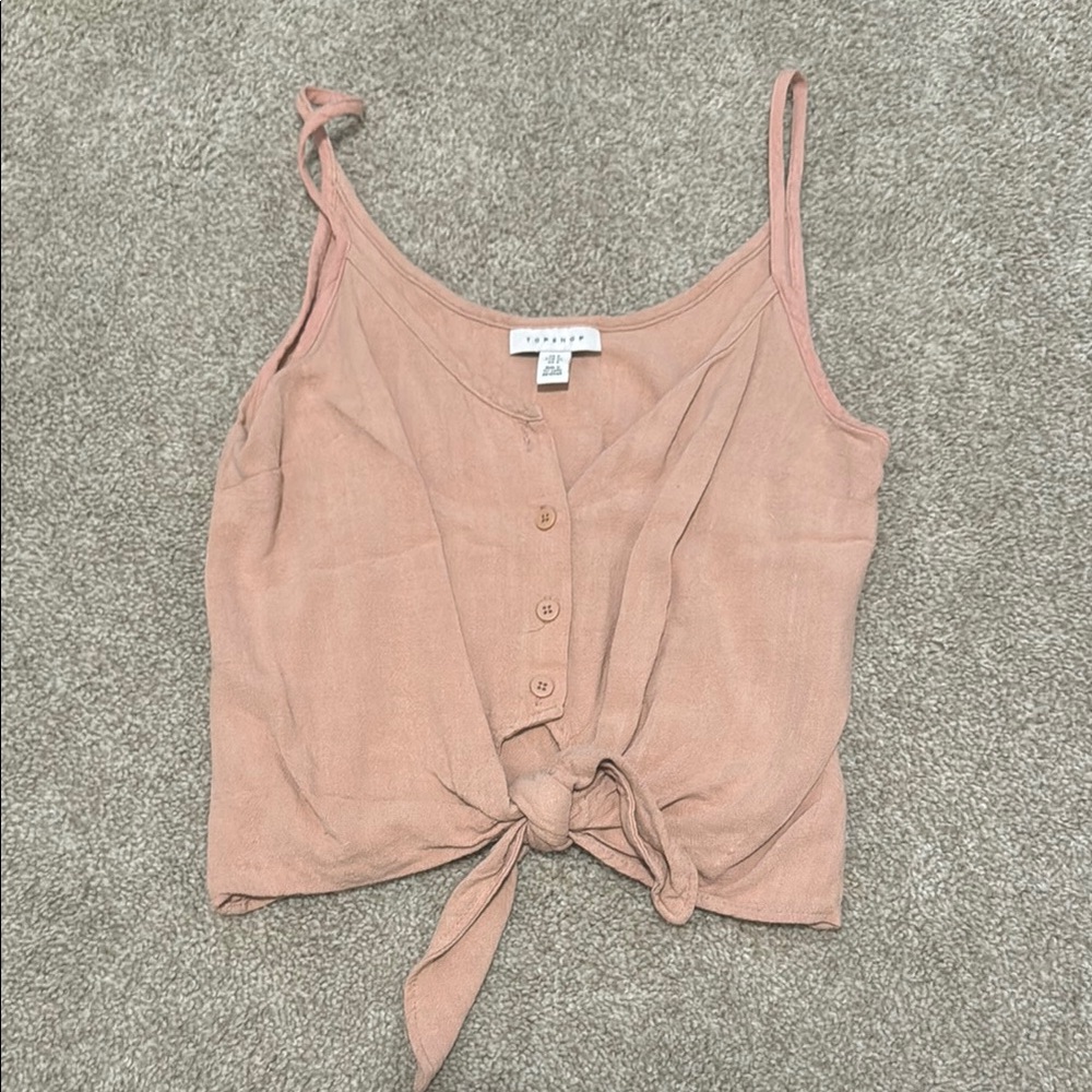 Topshop Pink Tie-Front Scoop Neck Camisole